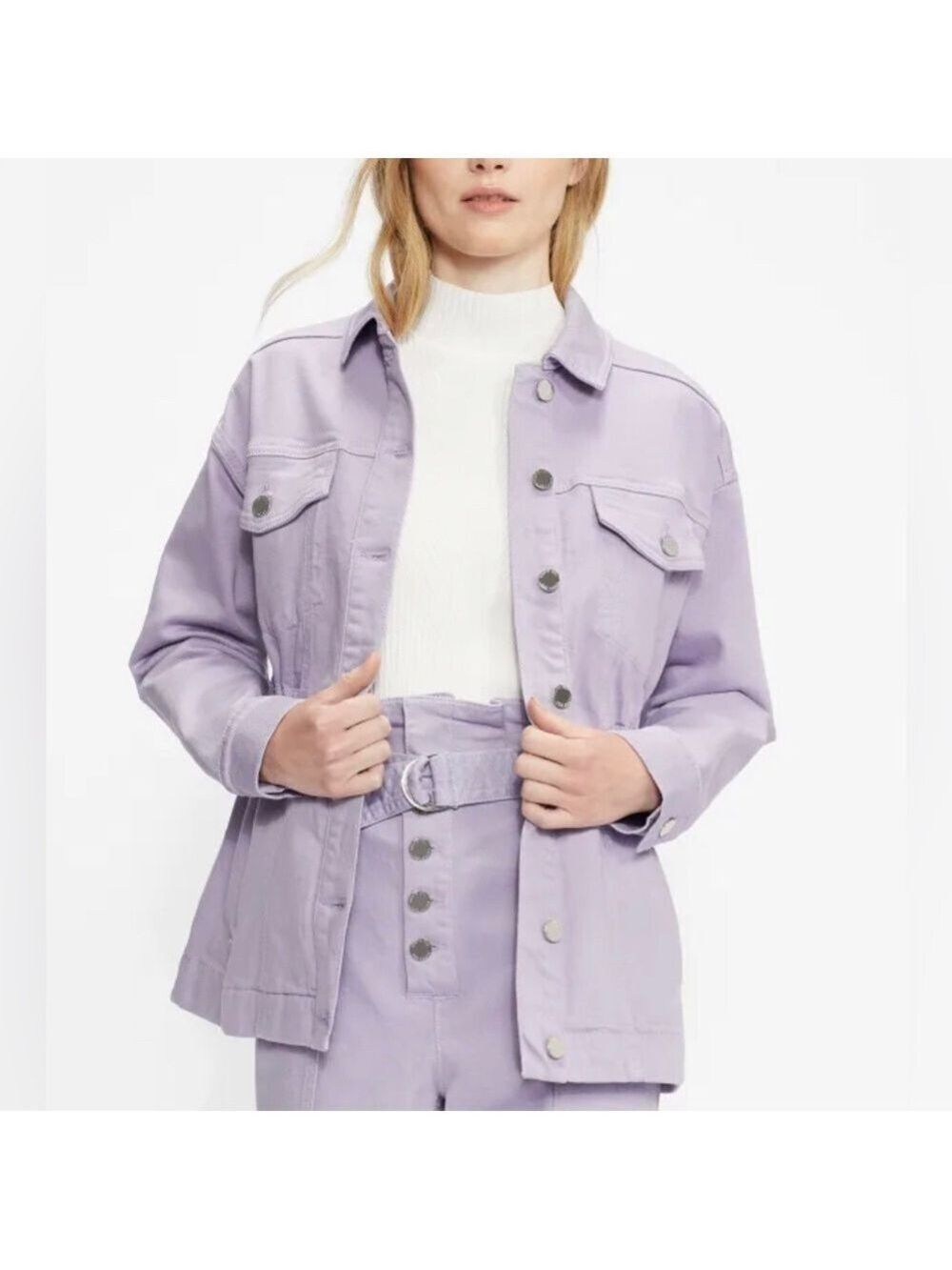 Ted Baker Sofiaz Oversized Denim Jacket in Lilac Size 12 nwt